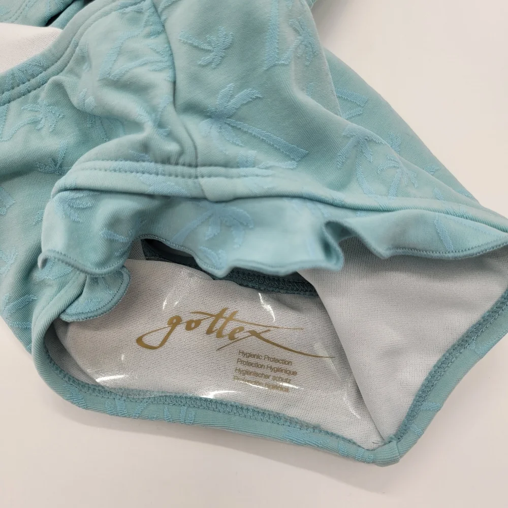 Gottex Kids Swim Set Long Sleeve Rashgaurd Teal Blue Palm Print Size 5 NEW
